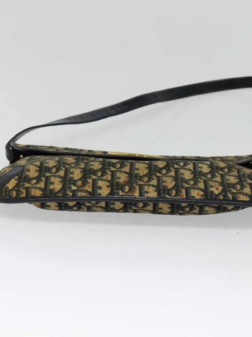 Christian Dior Trotter Canvas Shoulder Bag Navy Gold Auth yk18204 - Picture 6 of 16